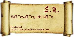 Sárváry Milán névjegykártya
