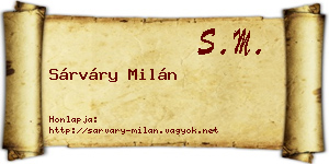Sárváry Milán névjegykártya